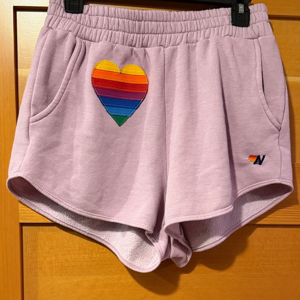 Aviator Nation Rainbow Heart Lounge Shorts